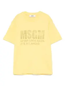 Футболка из хлопка с принтом MSGM Kids, желтый
