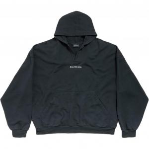 Хлопковый худи с логотипом Balenciaga, черный