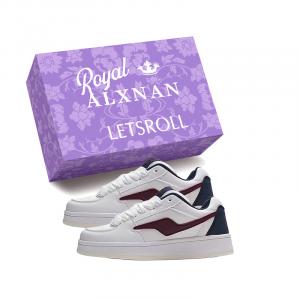 Alxnan Женские скейтерские кеды Low Top бело-бордовые с коробкой, цвет White Burgundy+Box