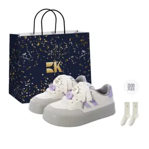 Boldi Kuki Женские противоскользящие износостойкие низкие кеды для скейтбординга с серо-фиолетовой сумкой для покупок (в комплекте носки)