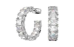 Матричные серьги-кольца Swarovski, серебро