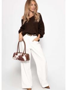 SASSYCLASSY Широкие джинсы с высокой талией, кремового цвета