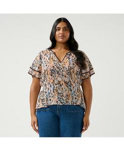 Топ Bellarosa с цветочным принтом и V-образным вырезом, больших размеров ESTELLE, Coral reef