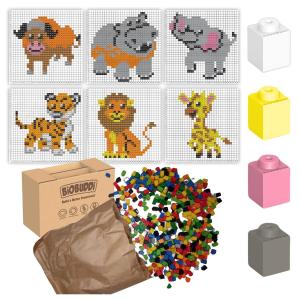 Набор творческих образовательных блоков. Пиксельная головоломка с животными. BIOBUDDI