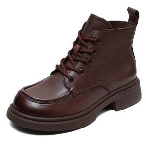 Devanro Короткие женские ботинки Мартин тёмно-коричневые, цвет Dark Brown