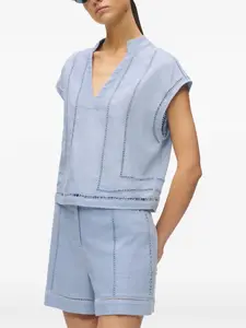 Блузка с вышивкой Karl Lagerfeld, синий