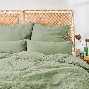 Постельное белье Blumtal Muslin 200x200 см - пододеяльник 200x200 см + 2 наволочки 40x80 см, зеленый Everbrent