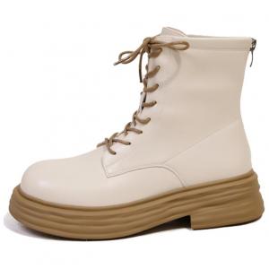 Ouumeis Короткие женские ботинки Мартин 4 см экрю, цвет Ecru