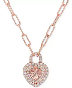 Ожерелье с подвеской в форме сердца из 18-дюймового серебра с морганитом (5/8 карата tw) и белым топазом (7/8 карата tw) из 18-каратного розового золота Macy'S, morganite