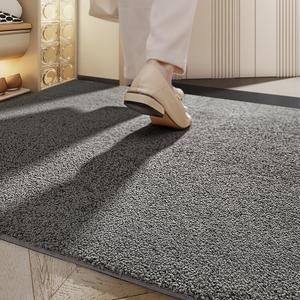 Dajiang Ковер 60х120 см из моющейся шерсти для прихожей, Wear-Resistant, модель Aisha - Cloud Gray, [Sandy Removal, Dust-Free, Durable]