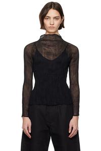 Чифоновый джемпер с высоким воротником и крученой нитью bk/wt-56 Issey Miyake, черный