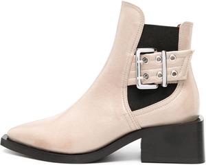 Женские ботинки Arqa Chelsea из искусственной кожи с пряжкой, заостренный носок, низкий квадратный каблук, ботильоны с эластичными вставками для женщин, Taupe