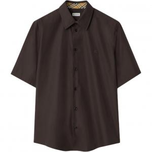 Вышитая хлопковая рубашка Burberry, темно-коричневый