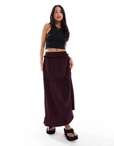 Юбка мидакси от Wednesday's Girl с оборками, А-силуэт, темно-фиолетового цвета