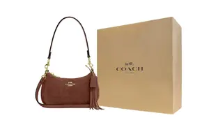 COACH Миниатюрная женская сумка через плечо из телячьей кожи винтажного коричневого цвета