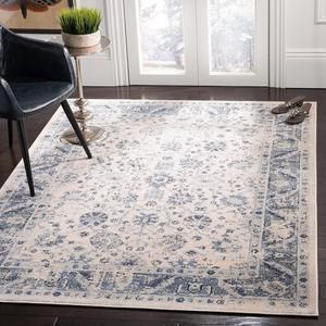 Ковер для пола SAFAVIEH, 92 x 153 см, Charleston Collection, Ivory & Blue, Oriental Distressed Design, Non-Shedding & Easy Care, идеально подходит для помещений с высокой проходимостью: прихожая, гостиная, спальня (CHL413A)