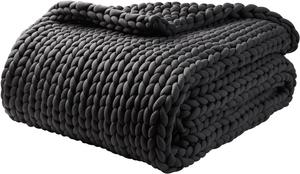 Утяжеленное одеяло YnM 150х200 см, 6,8 кг, ручной вязки из объемной пряжи, мягкое и уютное, терморегулирующее и дышащее, машинная стирка, для сна или декора, dark grey