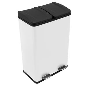 Бак с педалью 60л двойная мусорная корзина Monstershop, белый