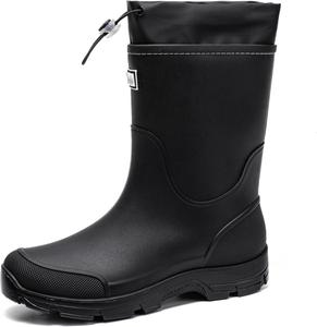 Садовые сапоги XUNRUO средней высоты для мужчин и женщин, водонепроницаемая обувь для активного отдыха, нескользящая, модная обувь, черный