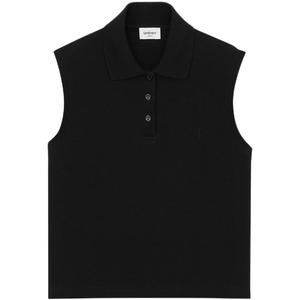 SS26 поло для женщин SAINT LAURENT, черный