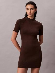 Скульптурное трикотажное мини-платье Calvin Klein, Brown Cork