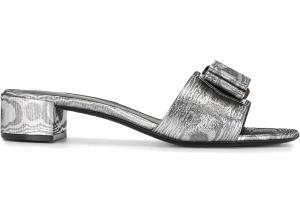 Salvatore Ferragamo Женские сандалии с двойным бантом, серебристые