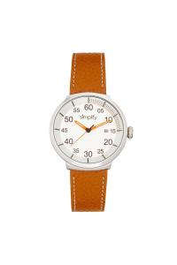 Часы 7100 с кожаным ремешком и датой Simplify, коричневый