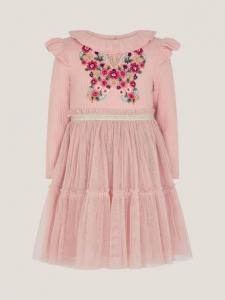 Детское длинное платье с вышивкой в стиле диско Monsoon, Pink