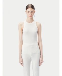 Женская майка из 100% ребристого хлопка, шелка и кашемира Gobi Cashmere, White-snow white