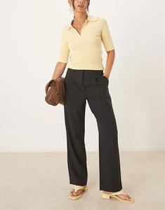 Брюки Abercrombie & Fitch средней плотности с высокой посадкой, прямого кроя, черного цвета