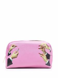 Seletti несессер на молнии с графичным принтом, розовый
