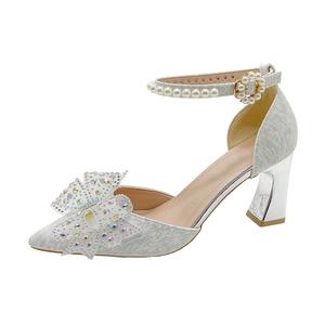 Xingdiman Женские туфли на массивном каблуке - серебристые (7 см), цвет Silver 7cm