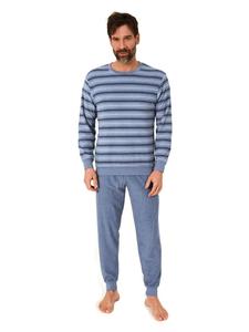 NORMANN Пижама из махровой ткани с длинными рукавами и манжетами, синего меланжевого цвета