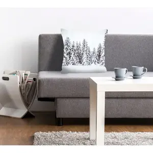 Подушка для декора queence Wood с лесом, полным елей Queence, Weiß/schwarz + bedruckt