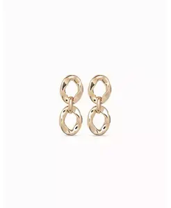 Серьги из металлического сплава с двумя круглыми звеньями Unode50, gold