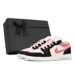 Jordan Баскетбольные кроссовки Air 1 с низким верхом, устойчивые к истиранию, черные, розовые, для подростков