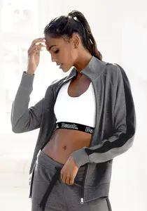 Bench Толстовка для домашней одежды, с полосками по бокам и воротником-стойкой, костюм для отдыха Bench Loungewear, черный