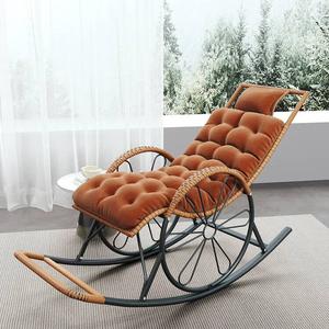 Fantasy Кресло-качалка из ротанга летнее для дома, взрослое, для балкона, желтое + хлопковая подушка