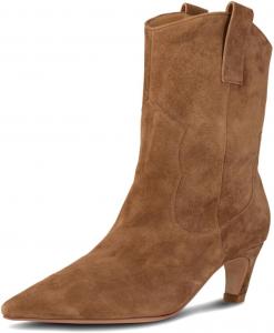 Женские модные ботильоны с заостренным носком, закрытые, на низком каблуке «киттен», вестерн-стиль, на холодную погоду, теплые обувь, размеры 4-16 США Wo wagas, Brown