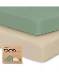 Комплект из 2 мини-простыней для кроватки, комплект простыней Pack and Play, пакет N Play простыней, органический чехол для простыни для кроватки KeaBabies, зеленый