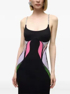 Миди-платье с украшением в виде лилии AREA, черный