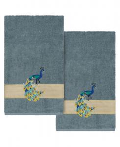 Набор из двух банных полотенец из турецкого хлопка с вышивкой "Пенелопа" Linum Home, Teal, 2 Piece Bath Towel Set