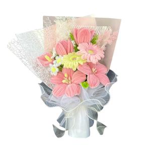 JIUFEN Creative Twistable Rod DIY Handcrafted Bouquet Realistic Rose Sunflower Tulip Finished Product Doll Products