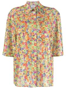 Collina Strada рубашка с пайетками и цветочным принтом, зеленый