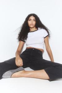 Прямые джинсы до щиколотки H&M, черный