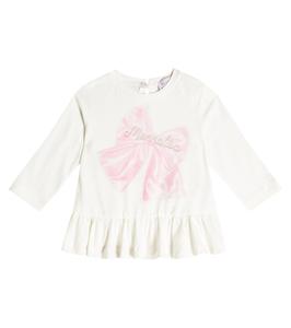 Детский топ из хлопкового джерси с принтом Monnalisa, Panna