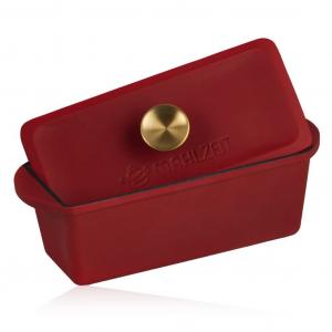 Сковорода для запекания чугунная с эмалированной крышкой, 3 литра, тёмная вишня, форма для запекания, жаровня Mahlzeit