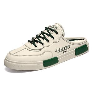 Мужские сандалии с закрытым носком, тихие, устойчивые к запахам и скольжению, с резиновой подошвой BAKE, Beige Green