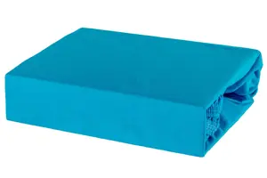 Простыня на резинке из 100% хлопкового трикотажа - 80х160 Бирюзовый Soft Dream