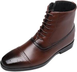 Мужские мотоциклетные ботинки повседневные легкие с заостренным носком, удобные ботинки чукка на щиколотку, шнуровка, боковая молния, классические туфли Generic, коричневый